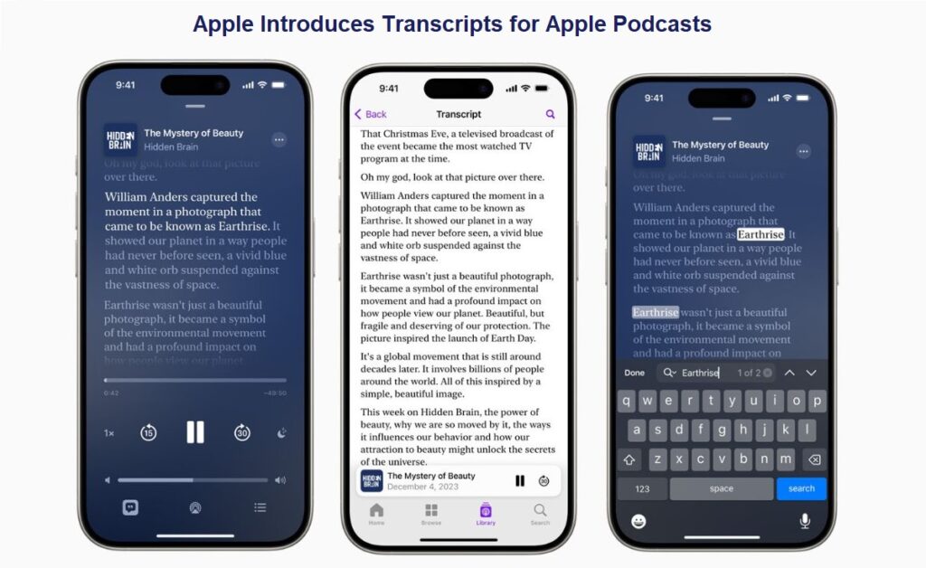 Apple Introduces Transcripts for Apple Podcasts