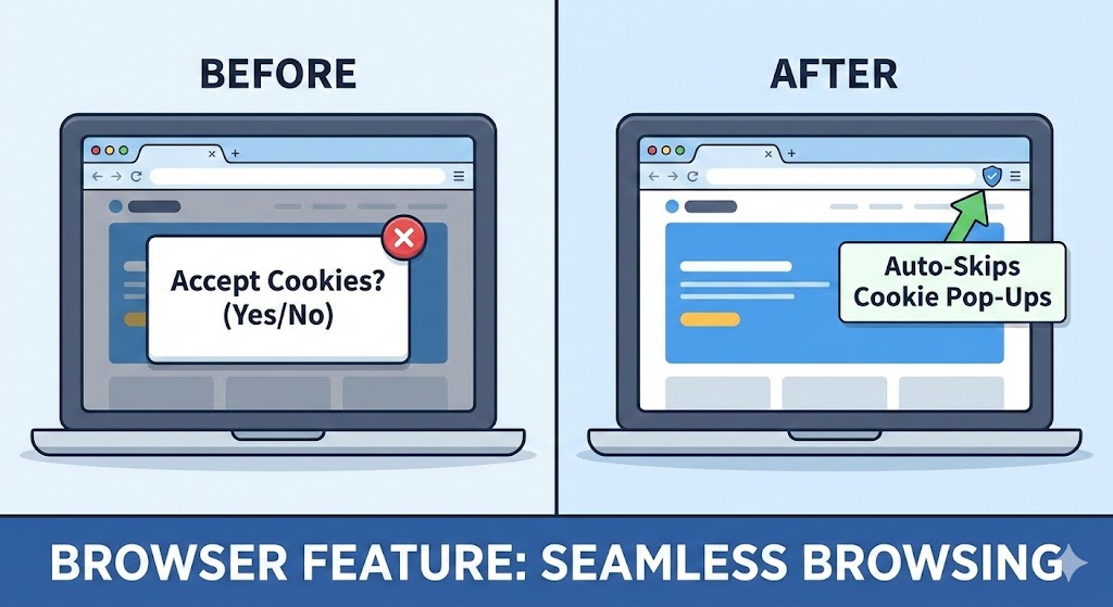 Browser Feature Skips Cookie Pop-Ups automatically