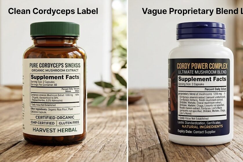 Compare cordyceps supplement labels for quality