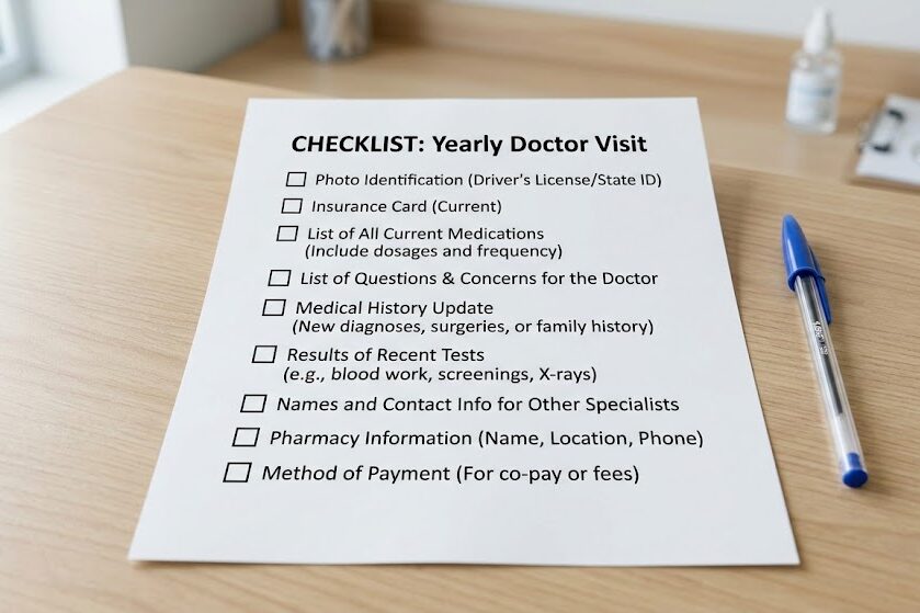 Prepare annual physical check up documents and questions