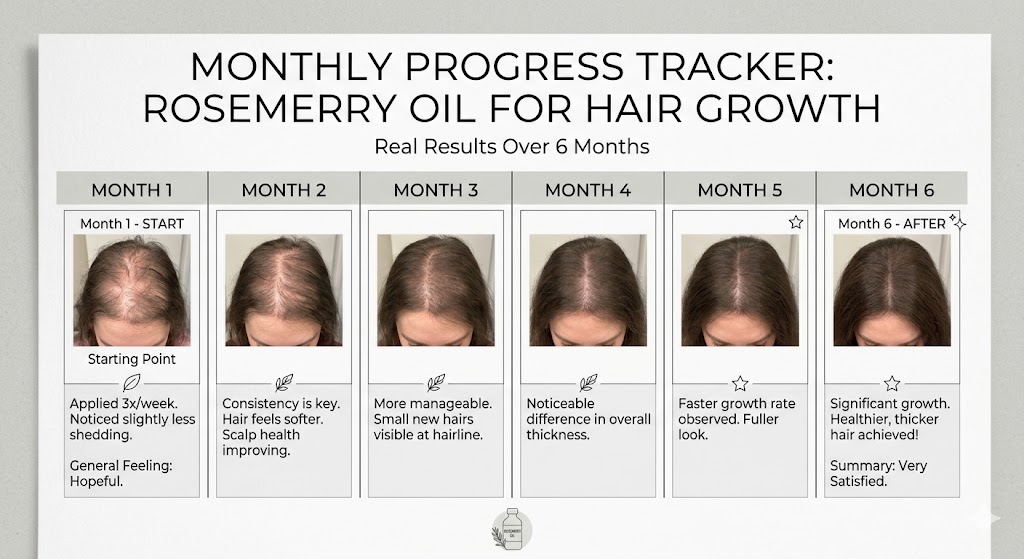 Track rosemary oil hair growth results monthly