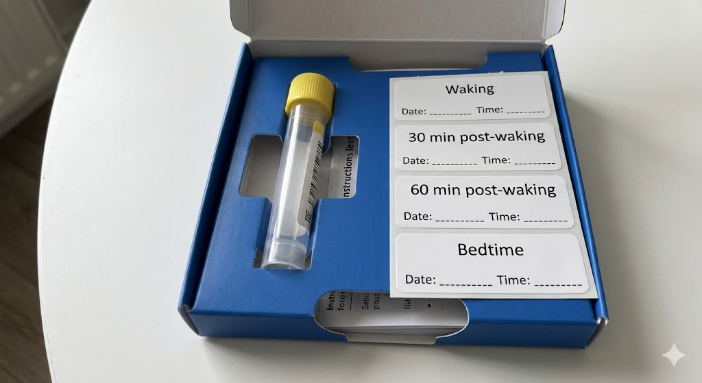 Use saliva cortisol test with timed samples