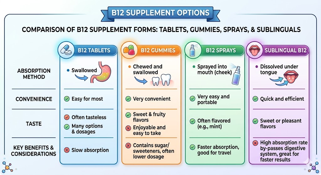 Compare vitamin b12 supplement for vegetarians formats