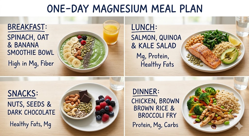 Plan foods high in magnesium across one day