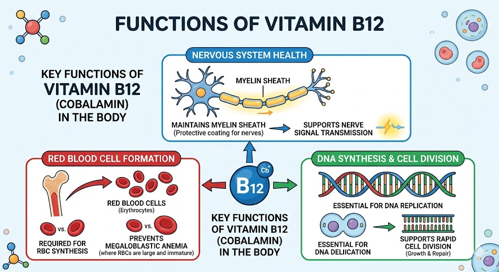 Understand vitamin b12 supplement for vegetarians body functions