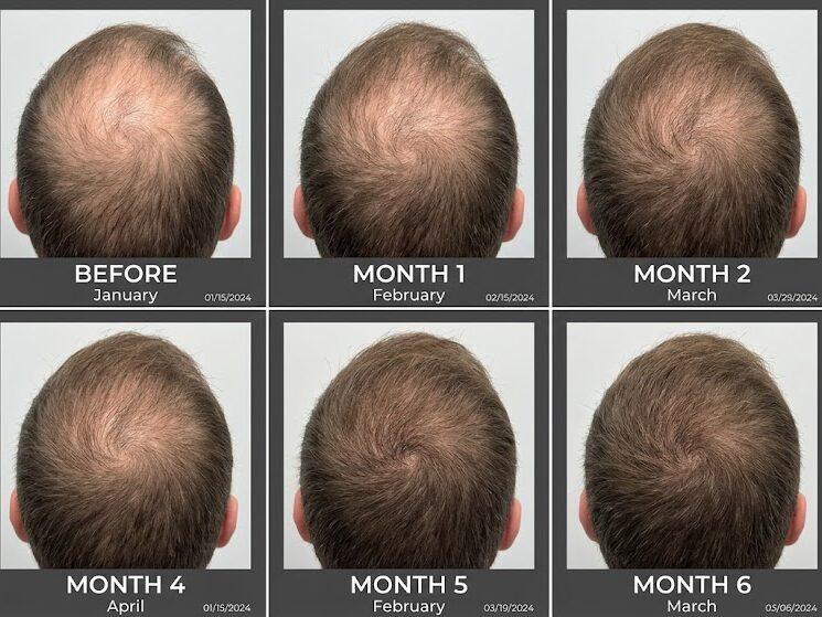 Track hair loss treatment progress with monthly scalp photos