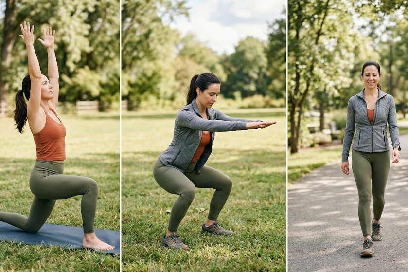Practice holistic wellness exercises outdoors