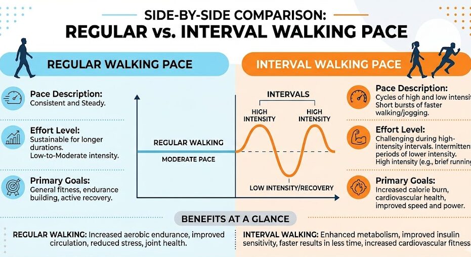 Compare Japanese interval walking and regular walking intensity