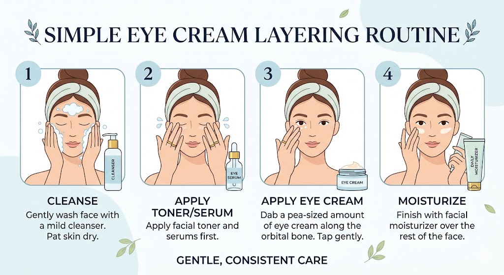 Apply eye creams for dark circles in skincare routine