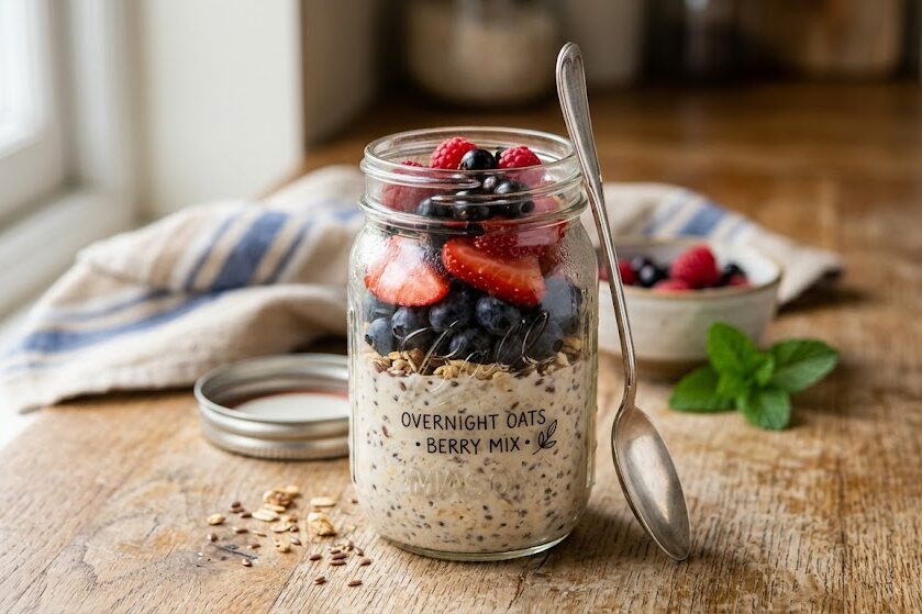Prepare overnight oats recipe in mason jars