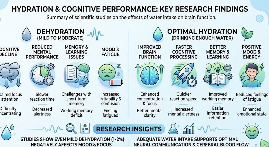 Understand dehydration brain function effects on cognition