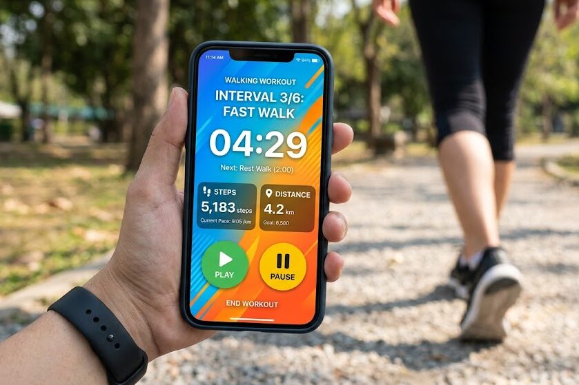 Track Japanese interval walking intervals with fitness app