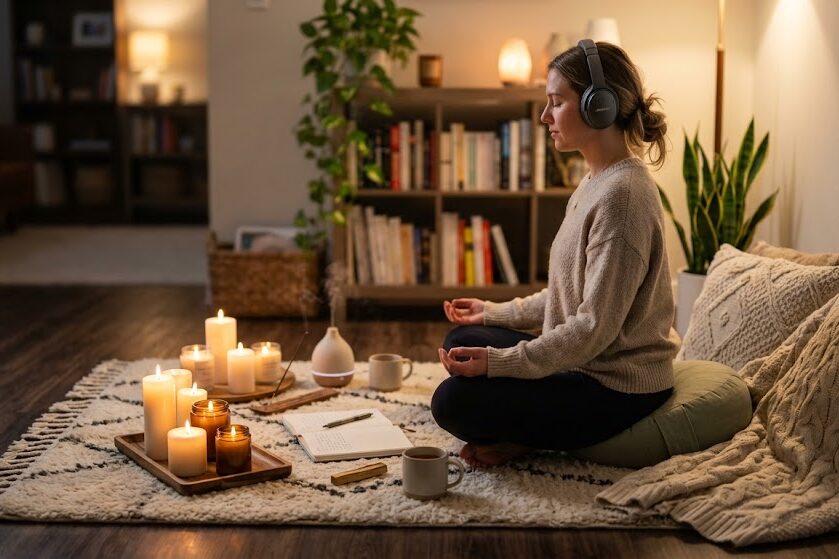Create a calming home sound bath meditation setup