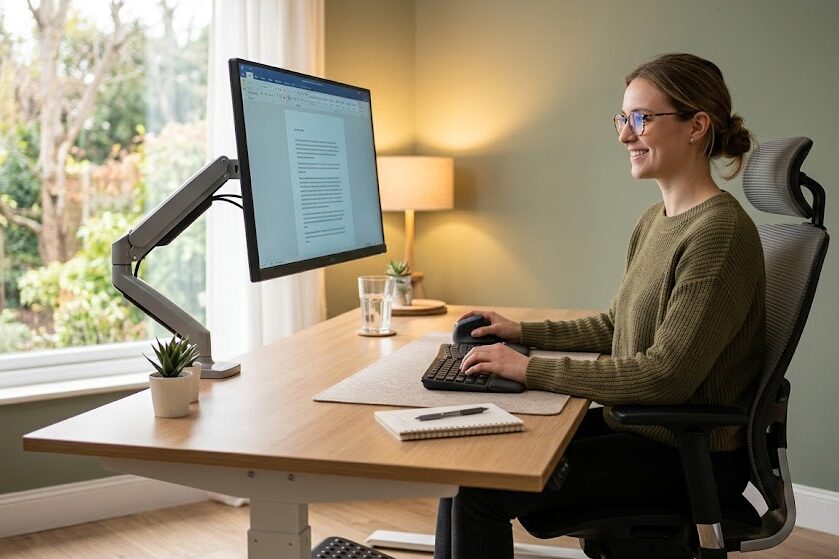 Reduce eye strain with ergonomic workstation setup
