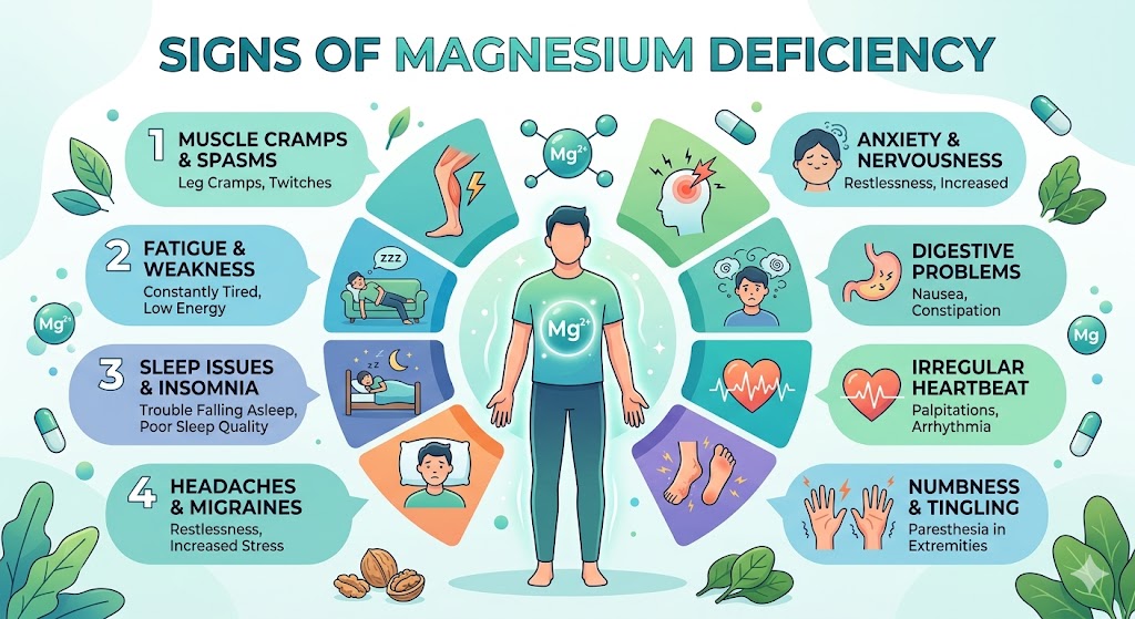 Recognize symptoms of low magnesium levels
