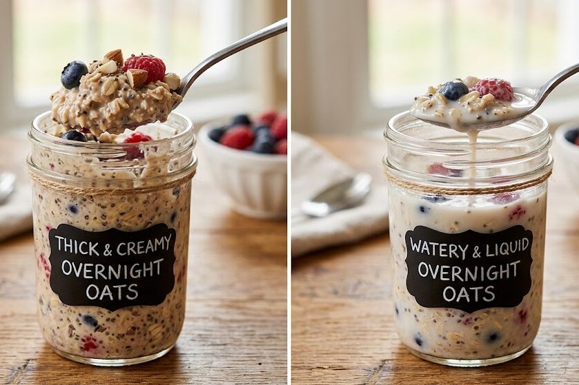 Compare overnight oats ratio textures