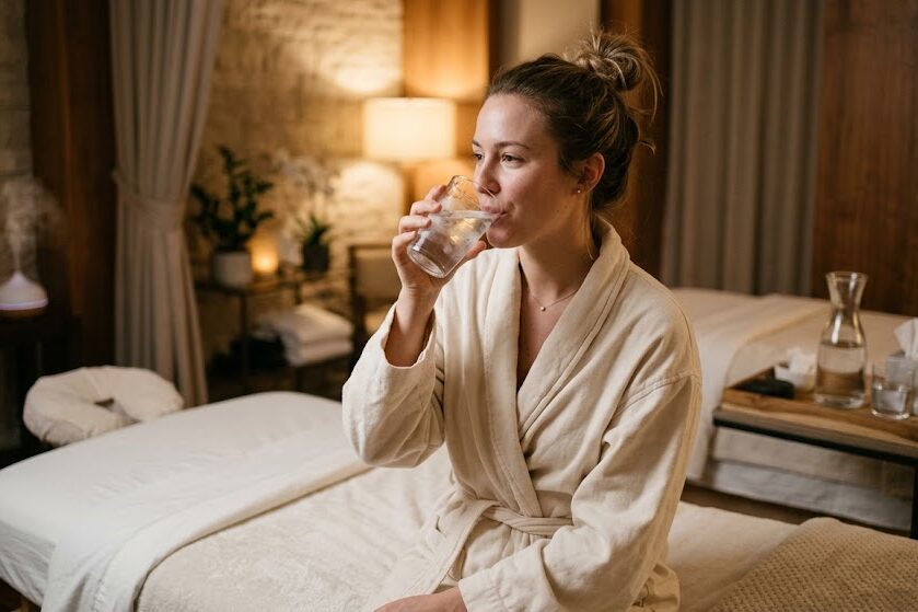 Support recovery after massage therapy with hydration