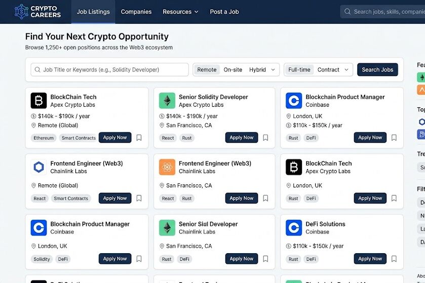Find crypto jobs on Web3 job platforms