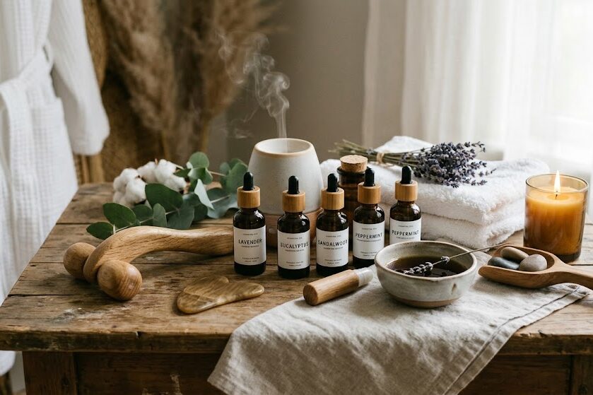 Create aromatherapy massage setup at home