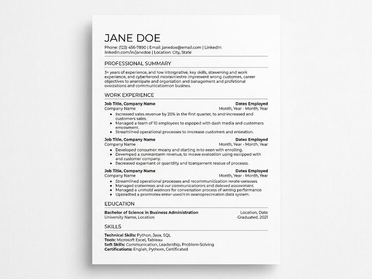 Minimalist Canva resume optimized for applicant tracking systems