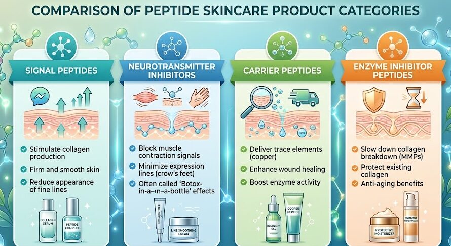Compare skin products with peptides by skincare goal