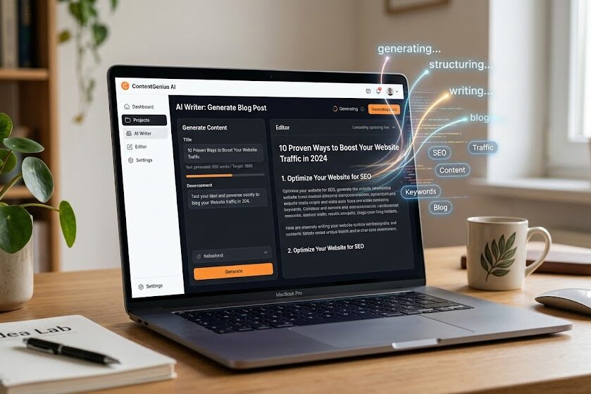 AI writing tool creating SEO content