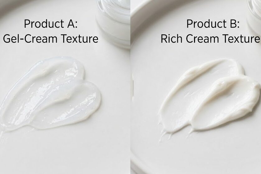 Compare peptide moisturizer textures for skincare routines