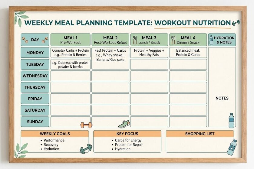 Plan healthy pre workout snacks throughout the week