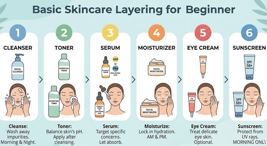 Layer cerave moisturizing cream in skincare routine