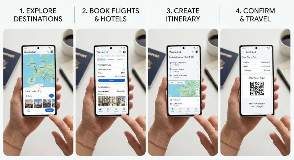 Plan romantic weekend getaways using travel apps