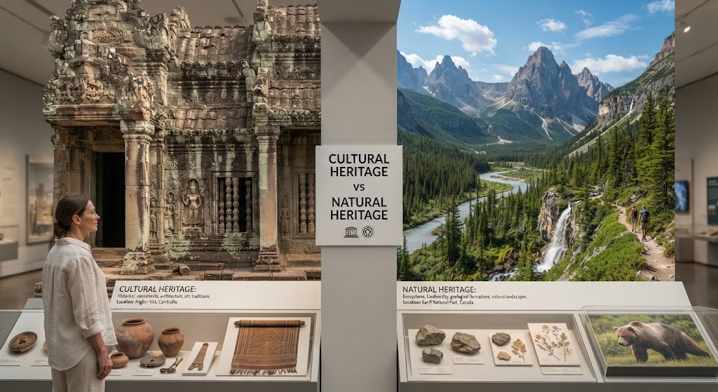 Compare UNESCO cultural and natural heritage sites