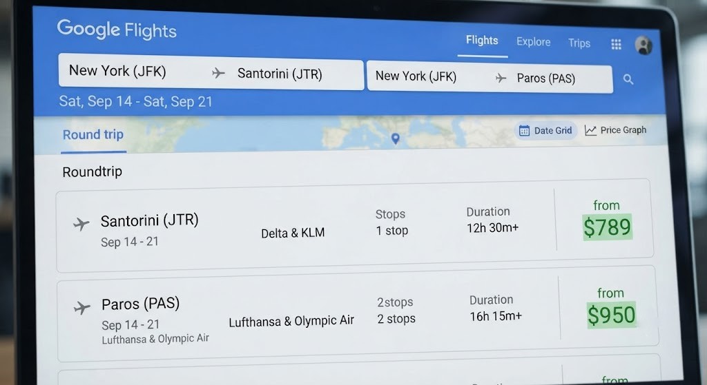 Compare destination dupe flight prices