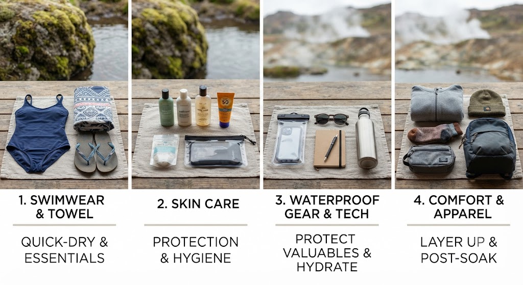 Pack travel essentials for healing hot springs