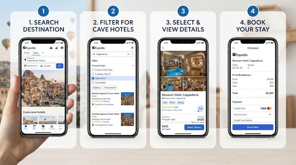 Book cave hotels with Expedia