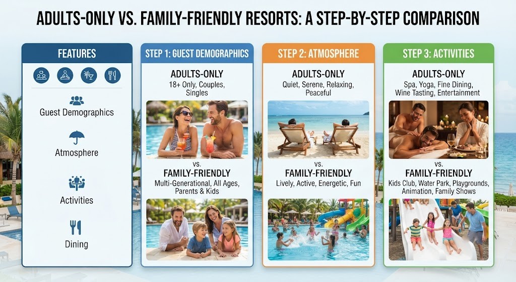 Compare adults only all inclusive resorts with family resorts