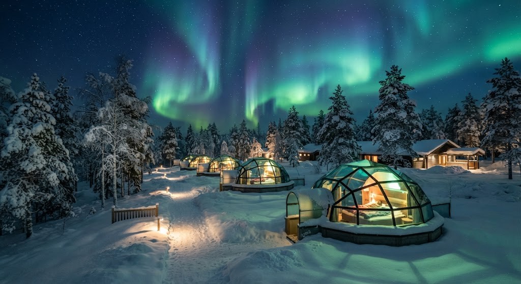 Luxury Glass Igloo Hotels in Finland beneath the Aurora Borealis