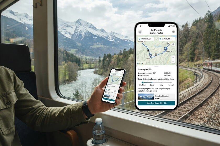 Plan scenic train routes using rail travel apps