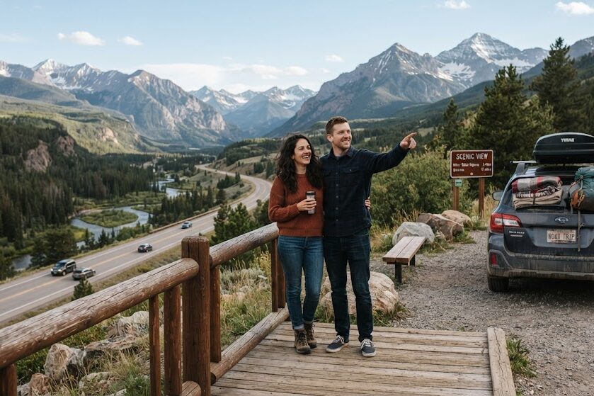Enjoy a scenic couple road trip viewpoint