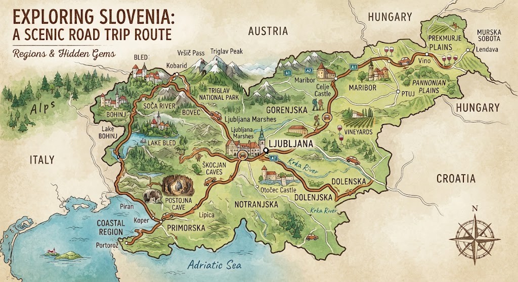 Map Slovenia hidden gems by region for an efficient itinerary
