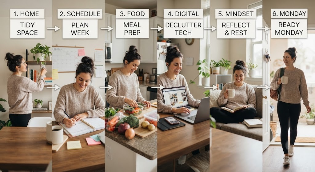 Follow a Sunday reset routine for weekly preparation