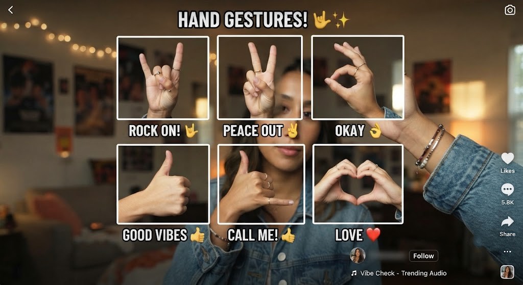 Identify TikTok hand gestures and meanings