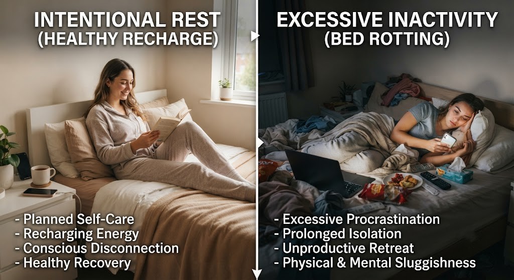 Compare intentional bed rotting with excessive inactivity