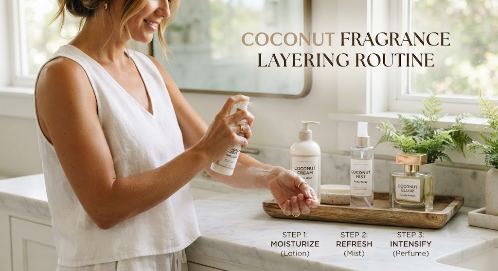 Layer coconut fragrance products for a personalized scent